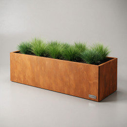 Jardinière en acier galvanisé - Rectangle - 200×50×60 cm, vue d'ensemble sur fond blanc, teinte RAL au choix