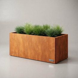 Jardinière en acier galvanisé - Rectangle - 200×60×80 cm, vue d'ensemble sur fond blanc, teinte RAL au choix