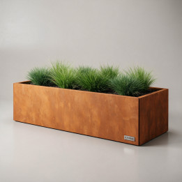 Jardinière en acier galvanisé - Rectangle - 200×80×60 cm, vue d'ensemble sur fond blanc, teinte RAL au choix