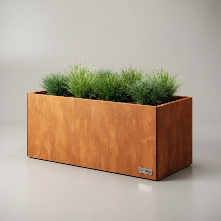 Jardinière en acier galvanisé - Rectangle - 80×40×60 cm, vue d'ensemble sur fond blanc, teinte RAL au choix