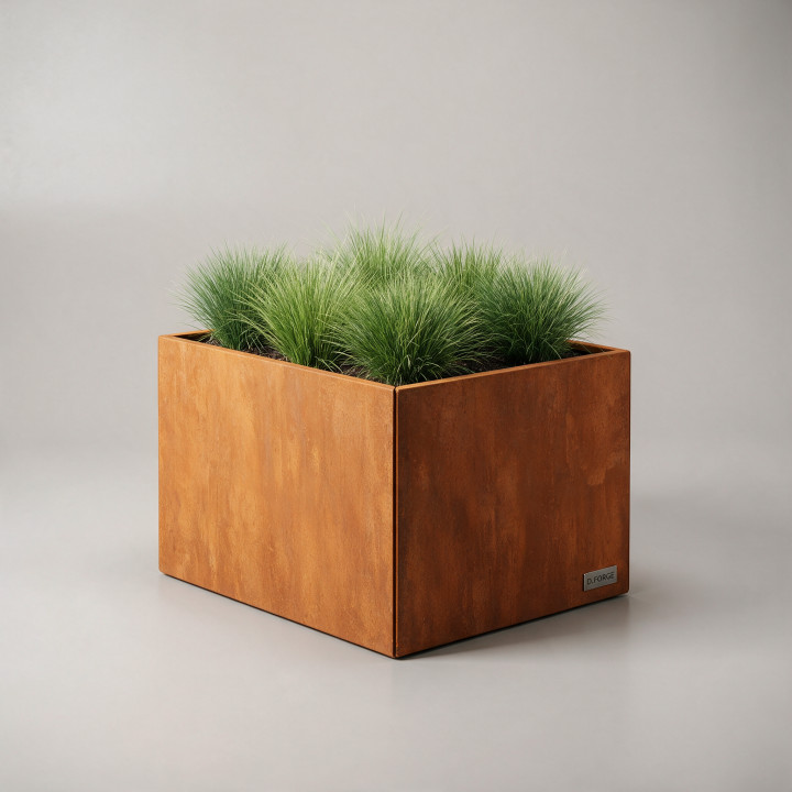Jardinière en acier galvanisé - Rectangle - 80×40×80 cm, vue d'ensemble sur fond blanc, teinte RAL au choix