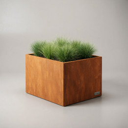 Jardinière en acier Corten - Rectangle - 80×40×80 cm, vue d'ensemble sur fond blanc