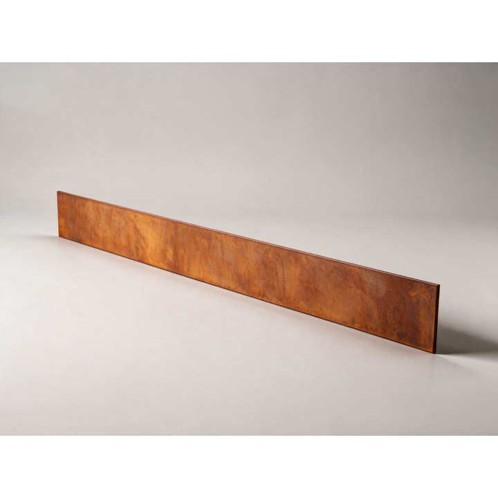 Bordure de jardin en acier Corten - Droit - hauteur 15 cm - 150 cm, vue d'ensemble sur fond neutre