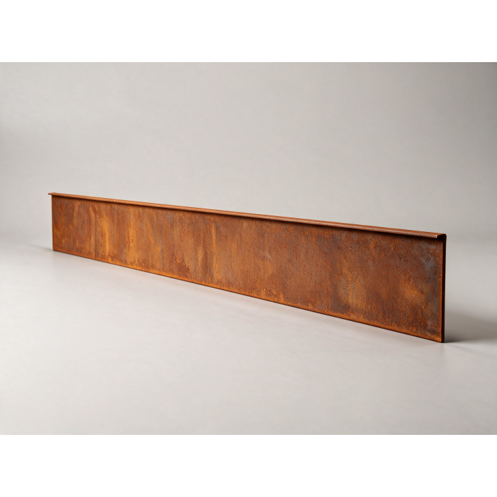 Bordure de jardin en acier Corten - Couché - hauteur 25 cm - 240 cm, vue d'ensemble sur fond neutre
