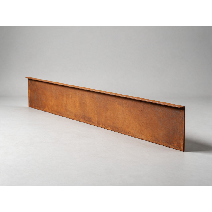 Bordure de jardin en acier Corten - Épais - hauteur 12 cm - 150 cm, vue d'ensemble sur fond neutre