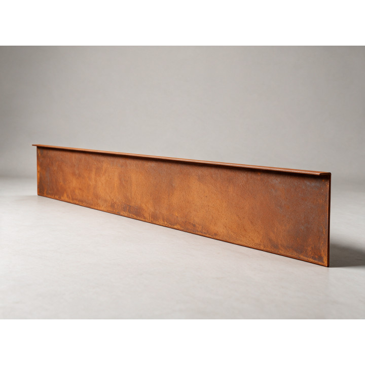 Bordure de jardin en acier Corten - Épais - hauteur 45 cm - 150 cm, vue d'ensemble sur fond neutre