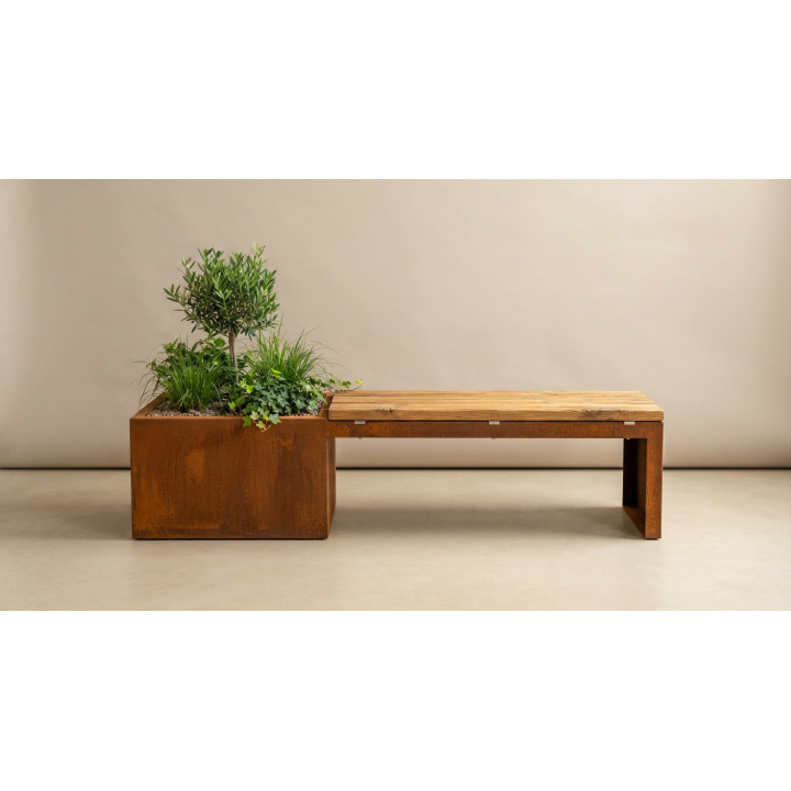Banc-jardinière en acier galvanisé - Tarentaise - 160×44 cm, vue d'ensemble