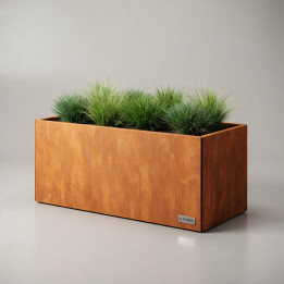 Jardinière en acier Corten - Rectangle - 100×40×60 cm, vue d'ensemble sur fond blanc