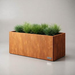 Jardinière en acier Corten - Rectangle - 100×50×80 cm, vue d'ensemble sur fond blanc