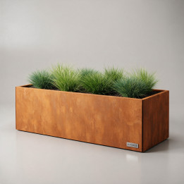 Jardinière en acier Corten - Rectangle - 200×80×40 cm, vue d'ensemble sur fond blanc