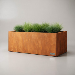 Jardinière en acier Corten - Rectangle - 150×40×60 cm, vue d'ensemble sur fond blanc