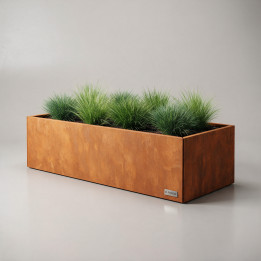 Jardinière en acier Corten - Rectangle - 200×50×50 cm, vue d'ensemble sur fond blanc
