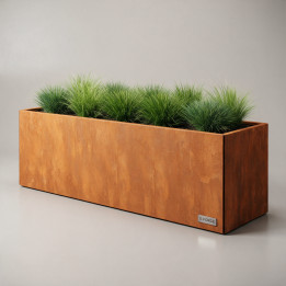 Jardinière XXL en acier Corten - Rectangle - 240×40×60 cm, vue d'ensemble sur fond blanc