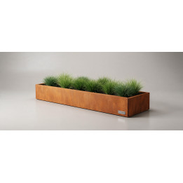 Jardinière XXL en acier Corten - Rectangle - 500×40×40 cm, vue d'ensemble sur fond blanc