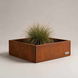 Jardinière en acier galvanisé - Carré - 120×120×30 cm, vue d'ensemble sur fond blanc, teinte RAL au choix