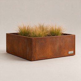 Jardinière en acier galvanisé - Carré - 120×120×40 cm, vue d'ensemble sur fond blanc, teinte RAL au choix