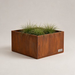Jardinière en acier galvanisé - Carré - 120×120×60 cm, vue d'ensemble sur fond blanc, teinte RAL au choix