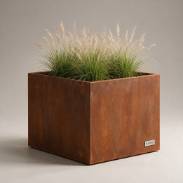 Jardinière en acier galvanisé - Carré - 120×120×80 cm, vue d'ensemble sur fond blanc, teinte RAL au choix