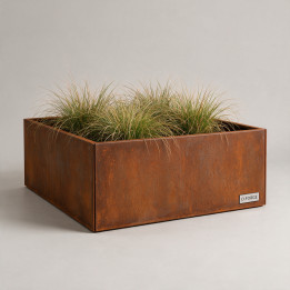Jardinière en acier galvanisé - Carré - 150×150×40 cm, vue d'ensemble sur fond blanc, teinte RAL au choix