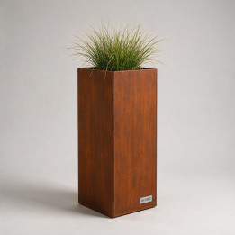 Jardinière en acier galvanisé - Carré - 40×40×80 cm, vue d'ensemble sur fond blanc, teinte RAL au choix
