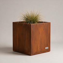 Jardinière en acier galvanisé - Carré - 50×50×50 cm, vue d'ensemble sur fond blanc, teinte RAL au choix