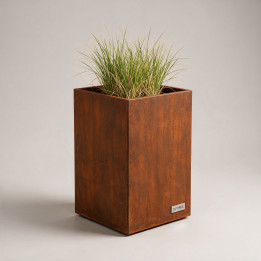 Jardinière en acier galvanisé - Carré - 50×50×60 cm, vue d'ensemble sur fond blanc, teinte RAL au choix