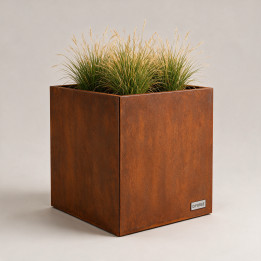 Jardinière en acier galvanisé - Carré - 60×60×60 cm, vue d'ensemble sur fond blanc, teinte RAL au choix