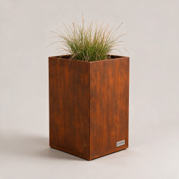 Jardinière en acier galvanisé - Carré - 60×60×80 cm, vue d'ensemble sur fond blanc, teinte RAL au choix