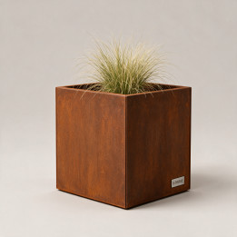 Jardinière en acier galvanisé - Carré - 80×80×80 cm, vue d'ensemble sur fond blanc, teinte RAL au choix