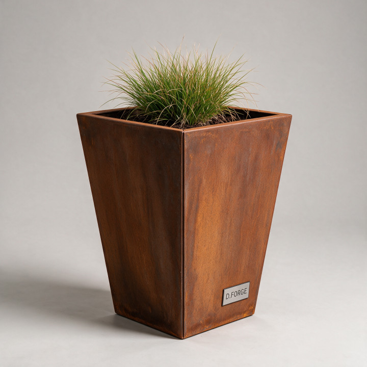 Jardinière en acier galvanisé - Cône - Ø 60×70 cm, vue d'ensemble sur fond blanc, teinte RAL au choix