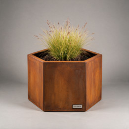 Jardinière en acier galvanisé - Hexagone - Ø 60×40 cm, vue d'ensemble sur fond blanc, teinte RAL au choix